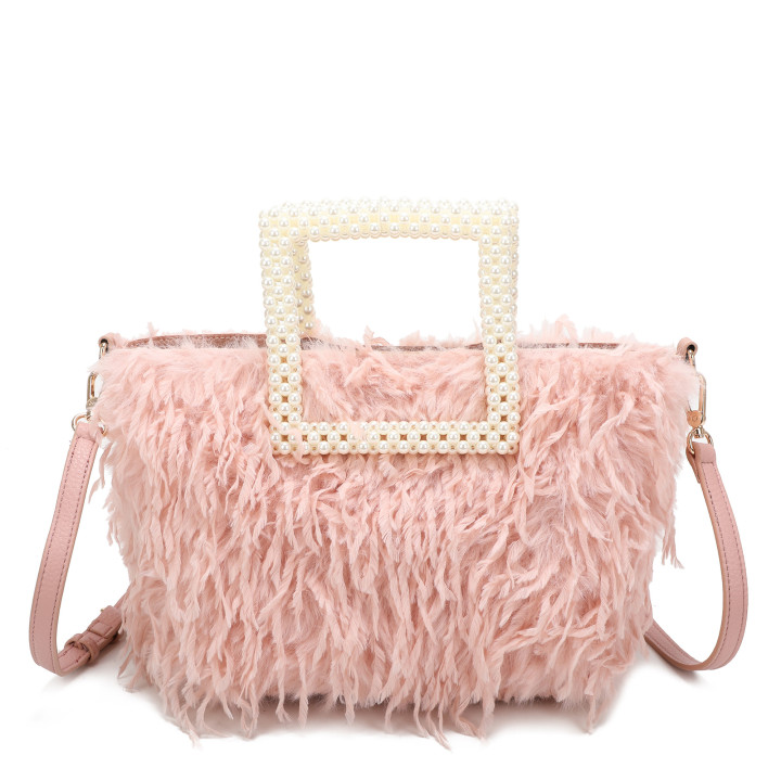 Sac shopper avec anse en perles