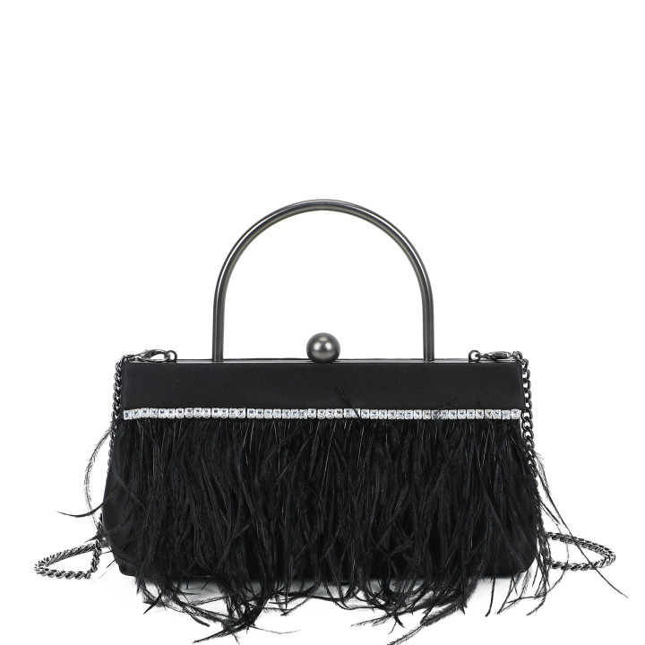 Crossbody bag with feathers