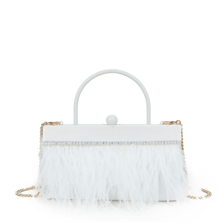 Crossbody bag with feathers