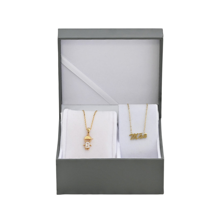 Conjunto colar menino e colar mãe
