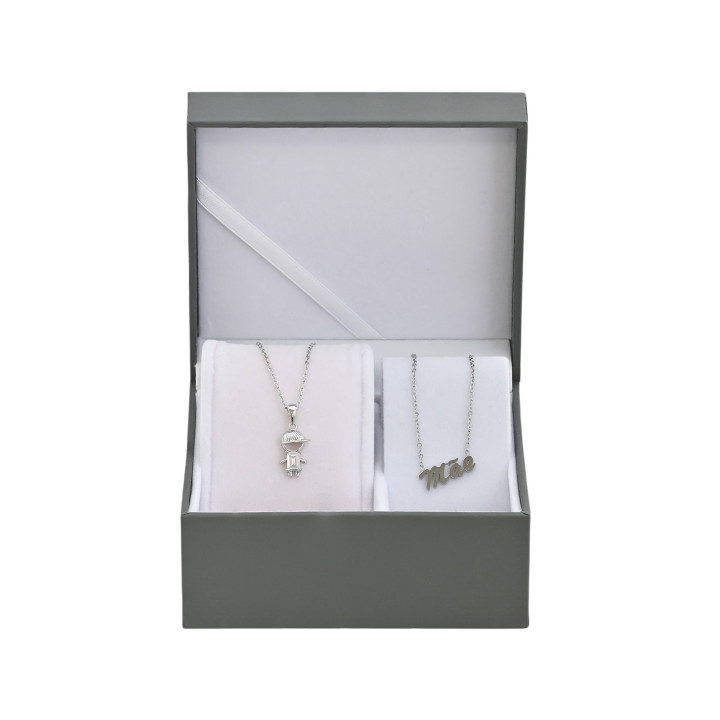 Conjunto colar menino e colar mãe
