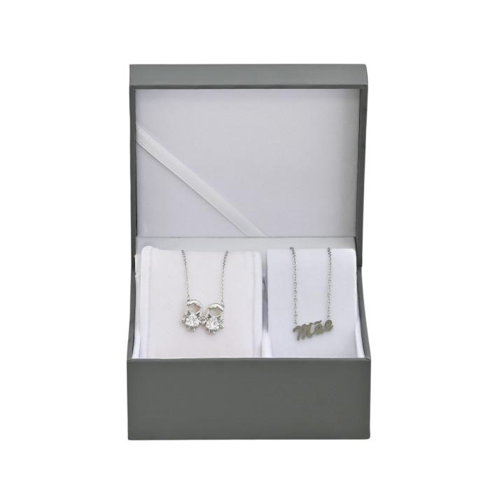 Conjunto colar duas meninas e colar mãe