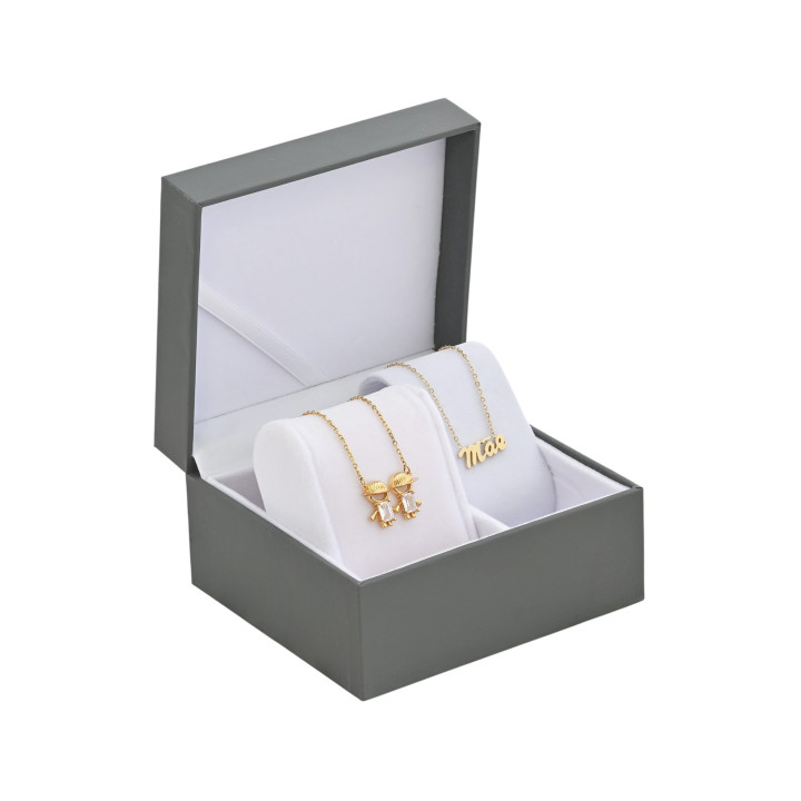 Conjunto colar dois meninos e colar mãe