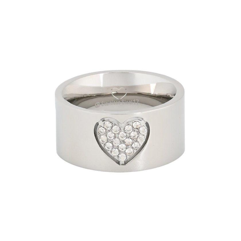 Steel ring thick heart GB