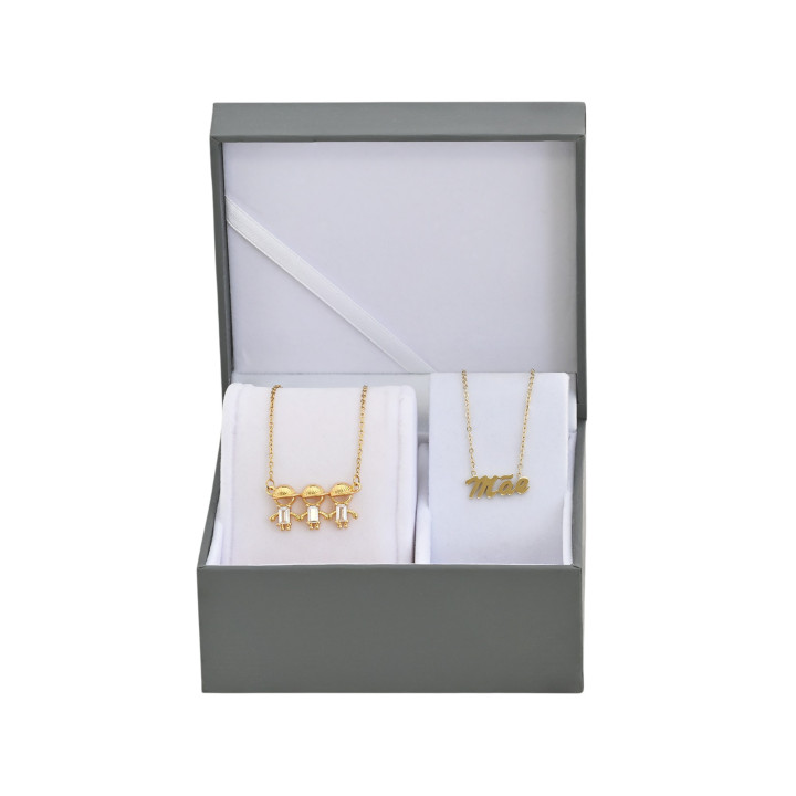 Conjunto colar meninos e colar mãe
