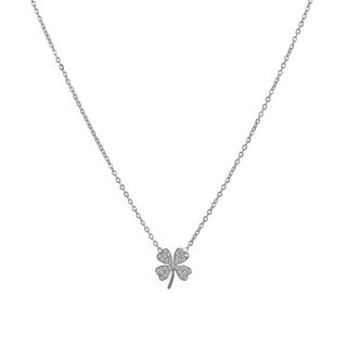 Delicate necklace with clover and zirconia