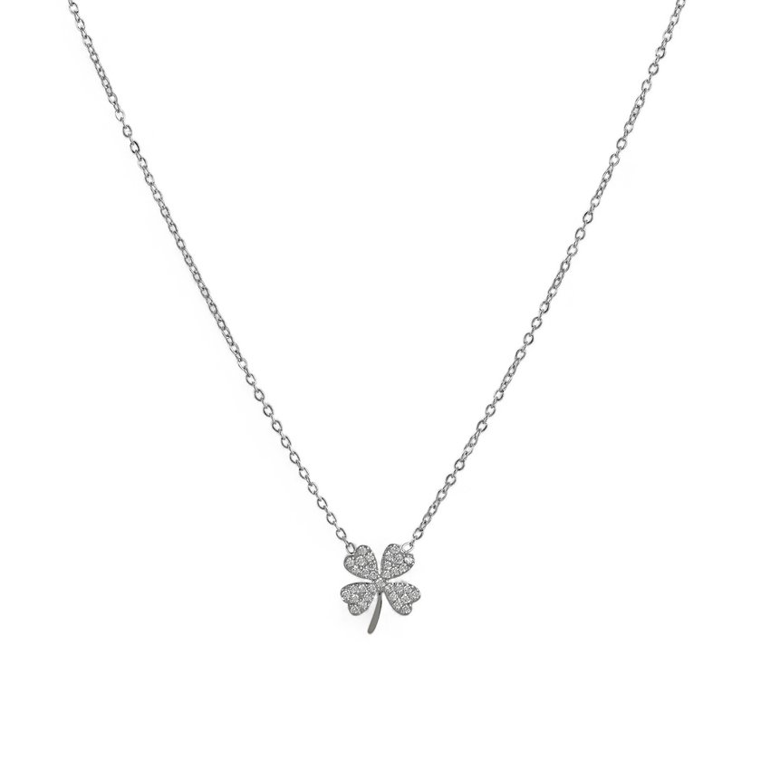 Delicate necklace with clover and zirconia