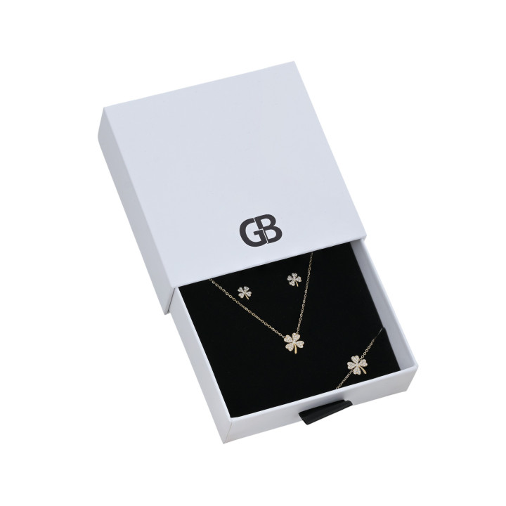 Boucles d'oreilles acier et zircones trébol GB