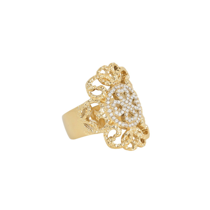 Bague Glamour en acier avec zircons