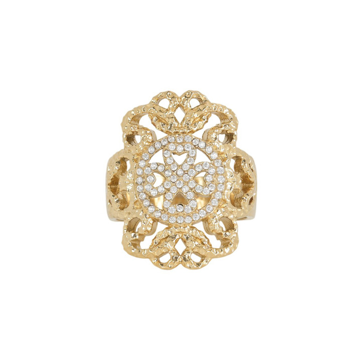 Glamour ring in steel with zirconia