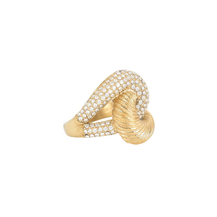 Glamour ring in steel with zirconia