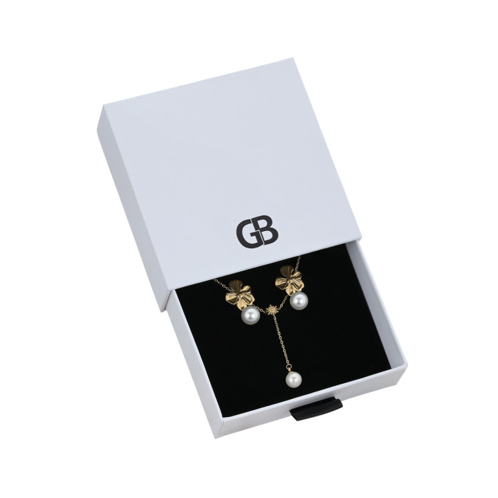 Pendientes colgantes de acero flor y perla GB