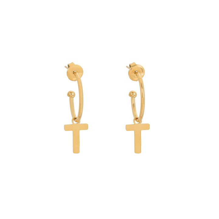 Boucles d’Oreilles Delicate Croix Acier