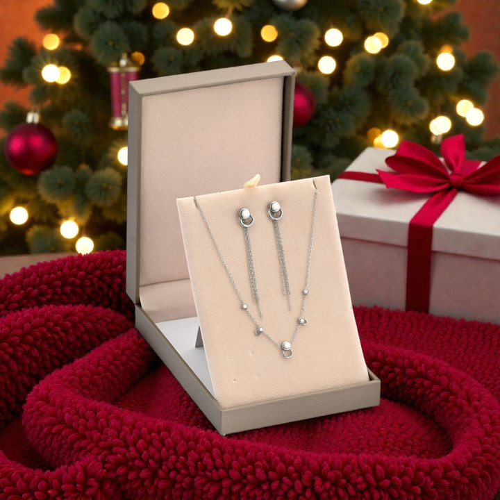 Conjunto de Acero con Perlas