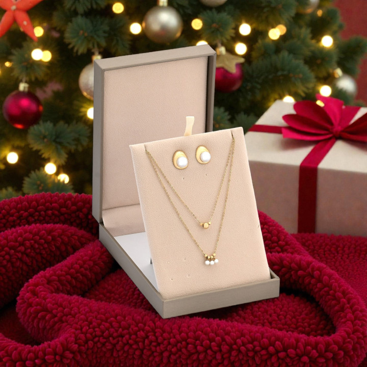 Conjunto de acero con perlas