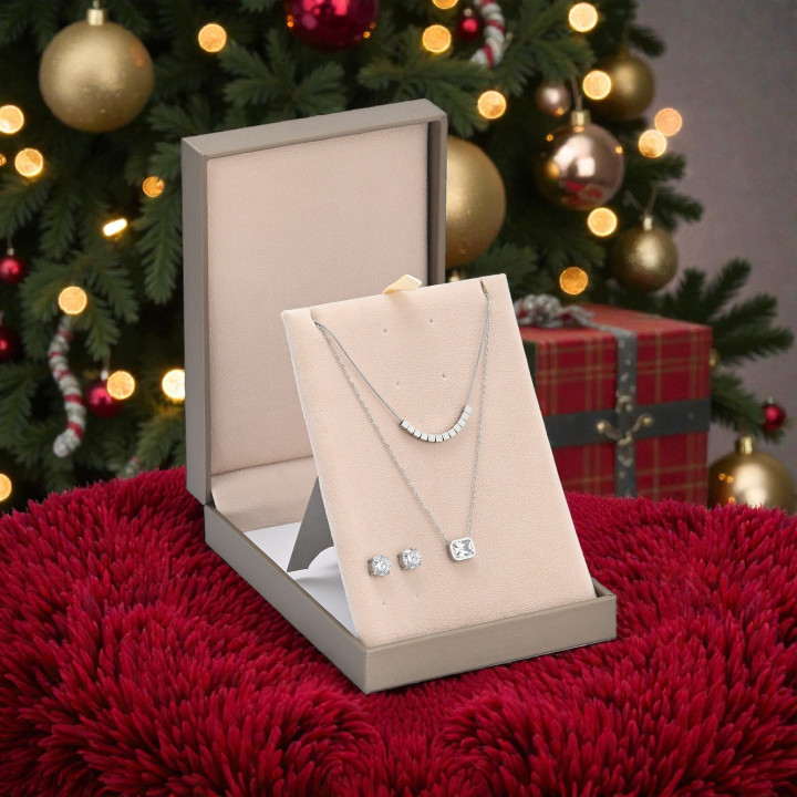 Silver Necklace and Earring Set