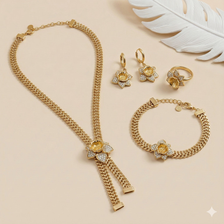 Colar Glamour com Flor de Lis