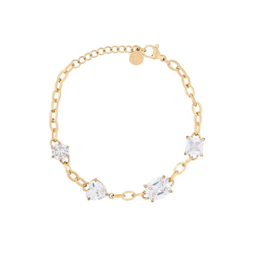 Thick steel bracelet with diamonds GB