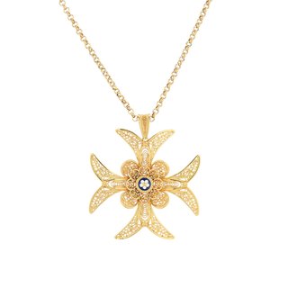 Colar Encantos Cruz Azul 7 cm