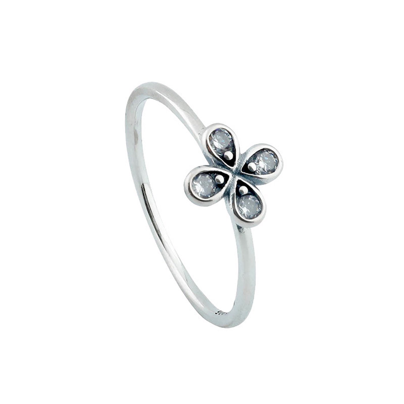 Luxury ring with flower and zirconias