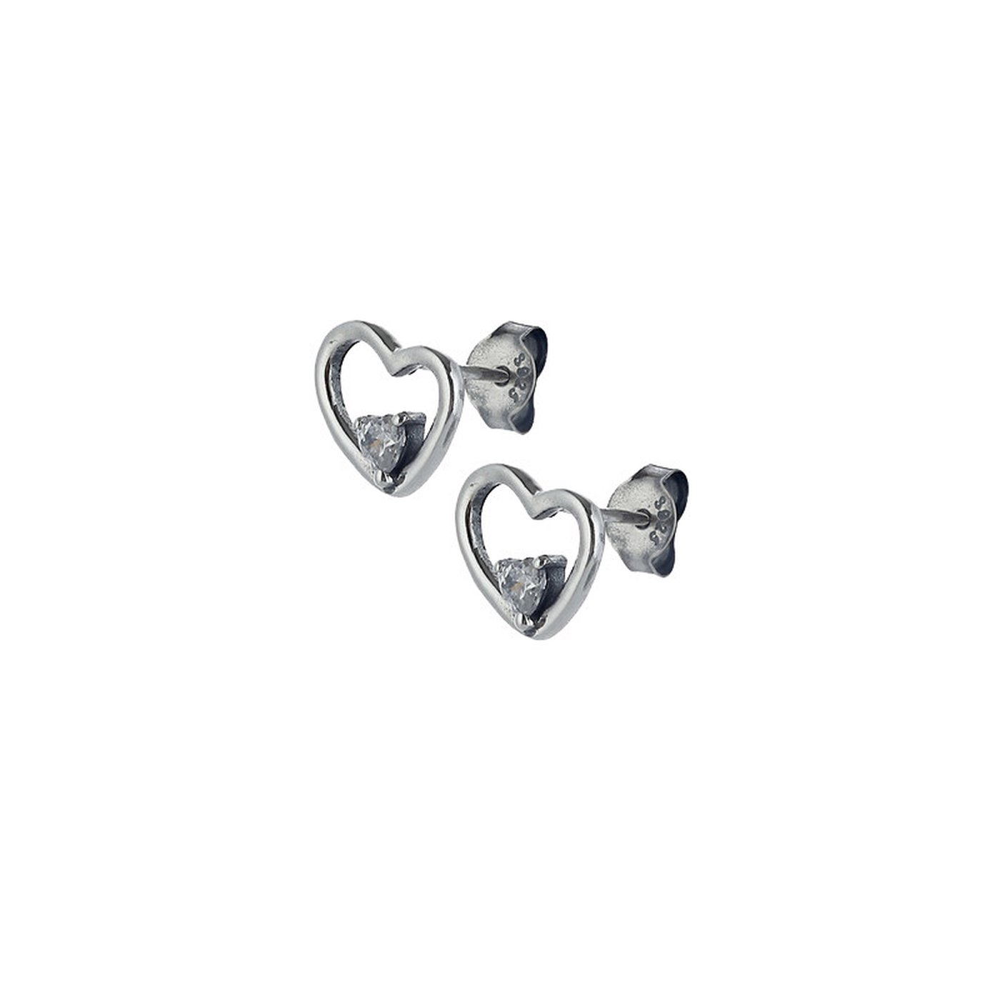 Luxury spike earrings with heart and zirconia